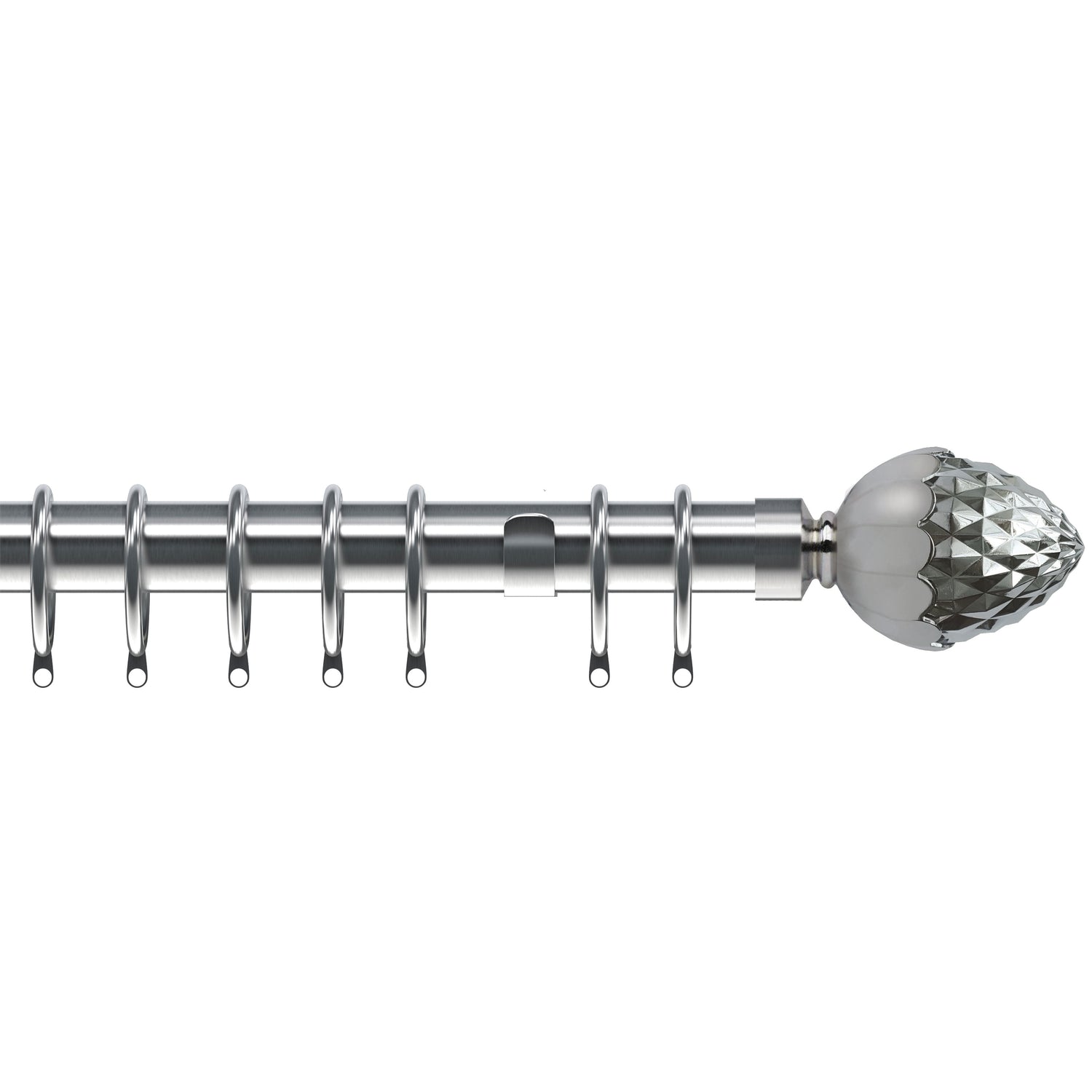 Acorn 35mm Metal Curtain Pole Satin Silver