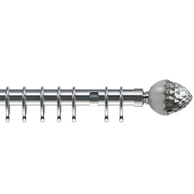 Acorn 35mm Metal Curtain Pole Satin Silver