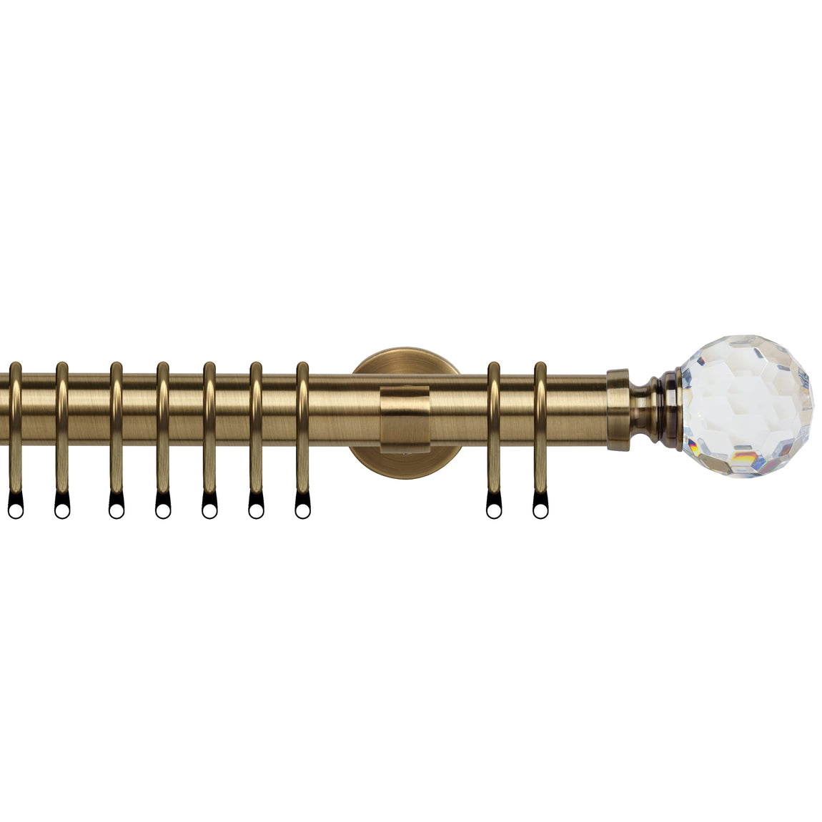 Acrylic Ball 35mm IDC Metal Curtain Pole Antique Brass