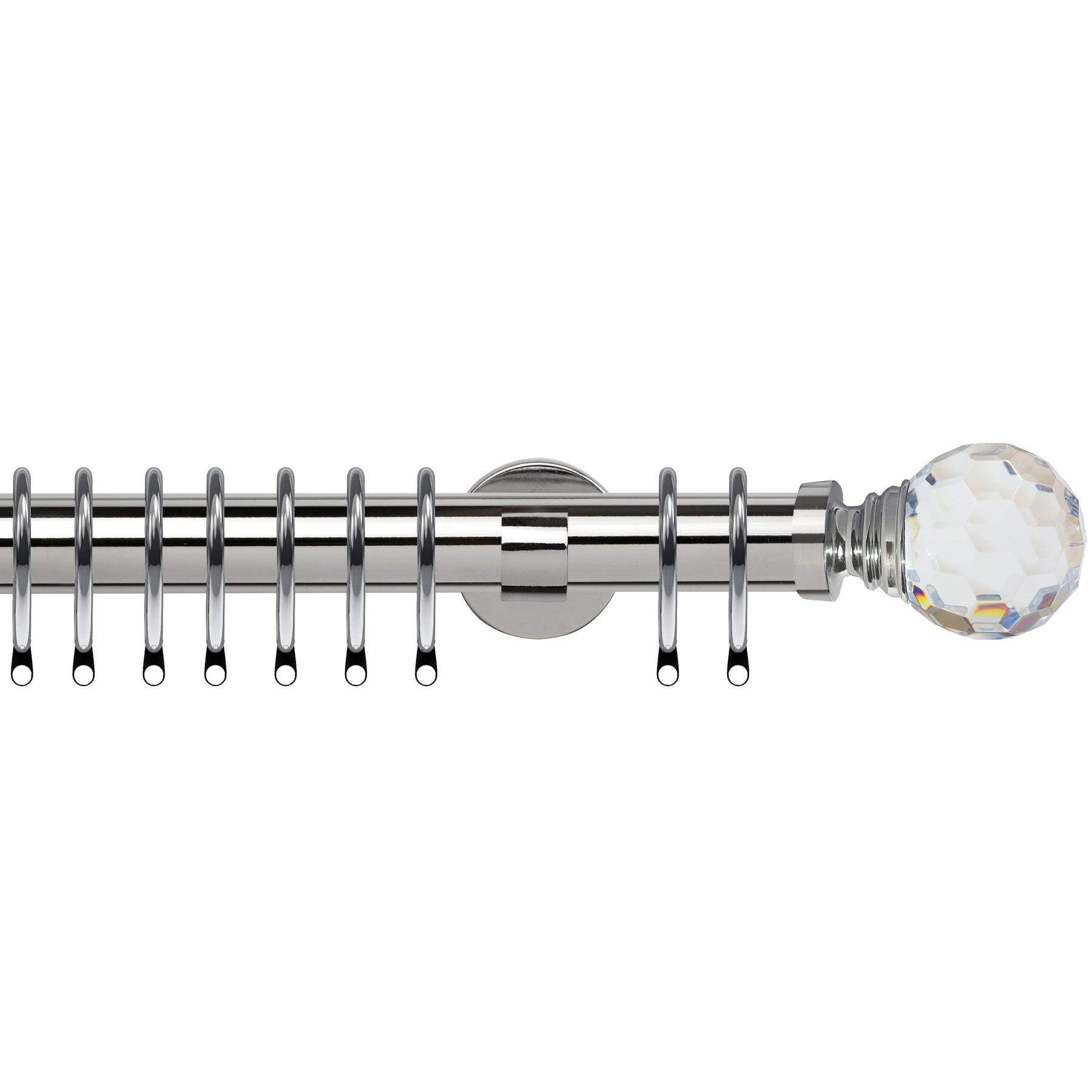Acrylic Ball 35mm IDC Metal Curtain Pole Chrome