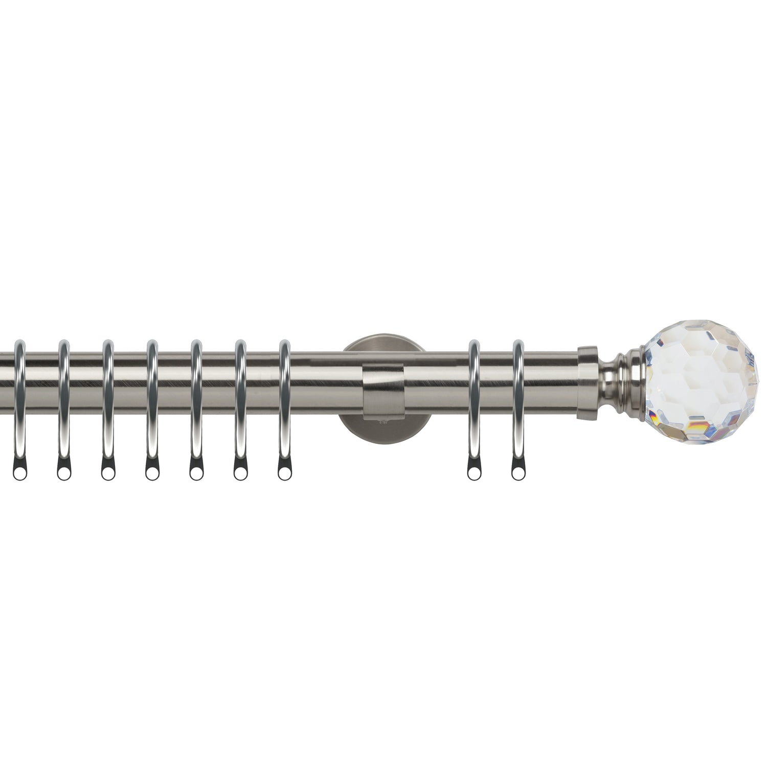 Acrylic Ball 35mm IDC Metal Curtain Pole Satin Silver
