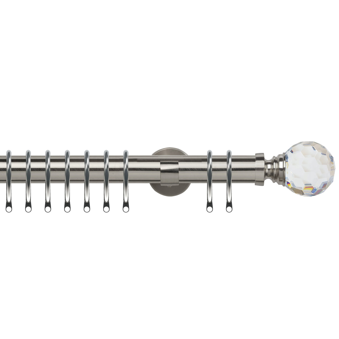 Acrylic Ball 35mm IDC Metal Curtain Pole Satin Silver