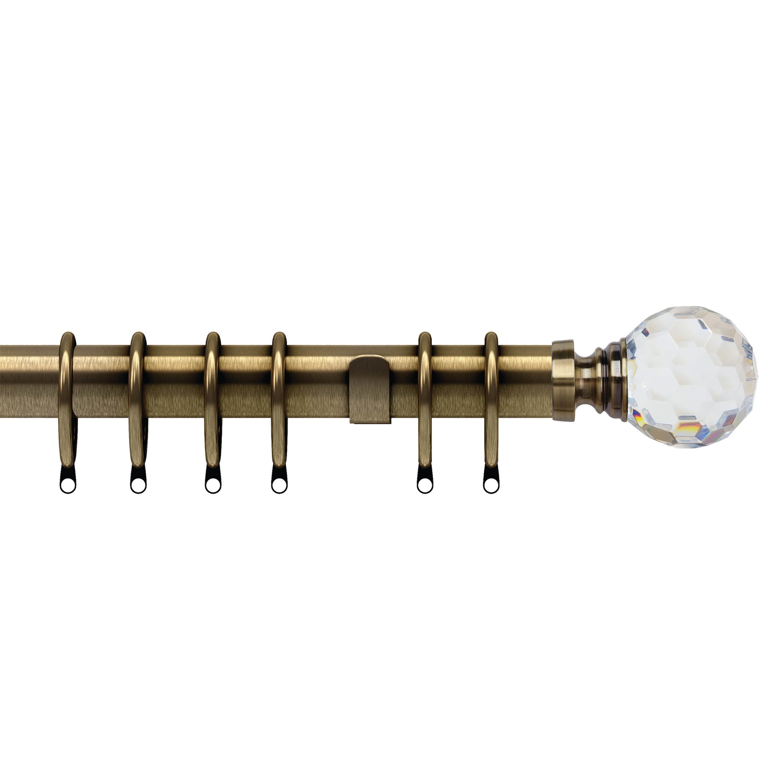 Acrylic Ball 35mm Metal Curtain Pole Antique Brass