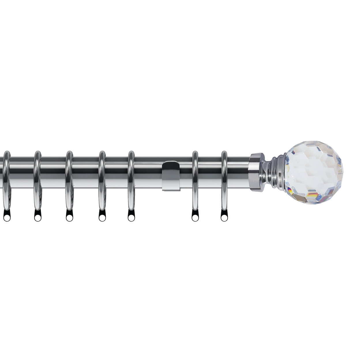 Acrylic Ball 35mm Metal Curtain Pole Chrome