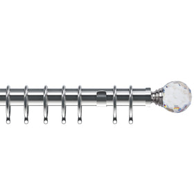 Acrylic Ball 35mm Metal Curtain Pole Satin Silver