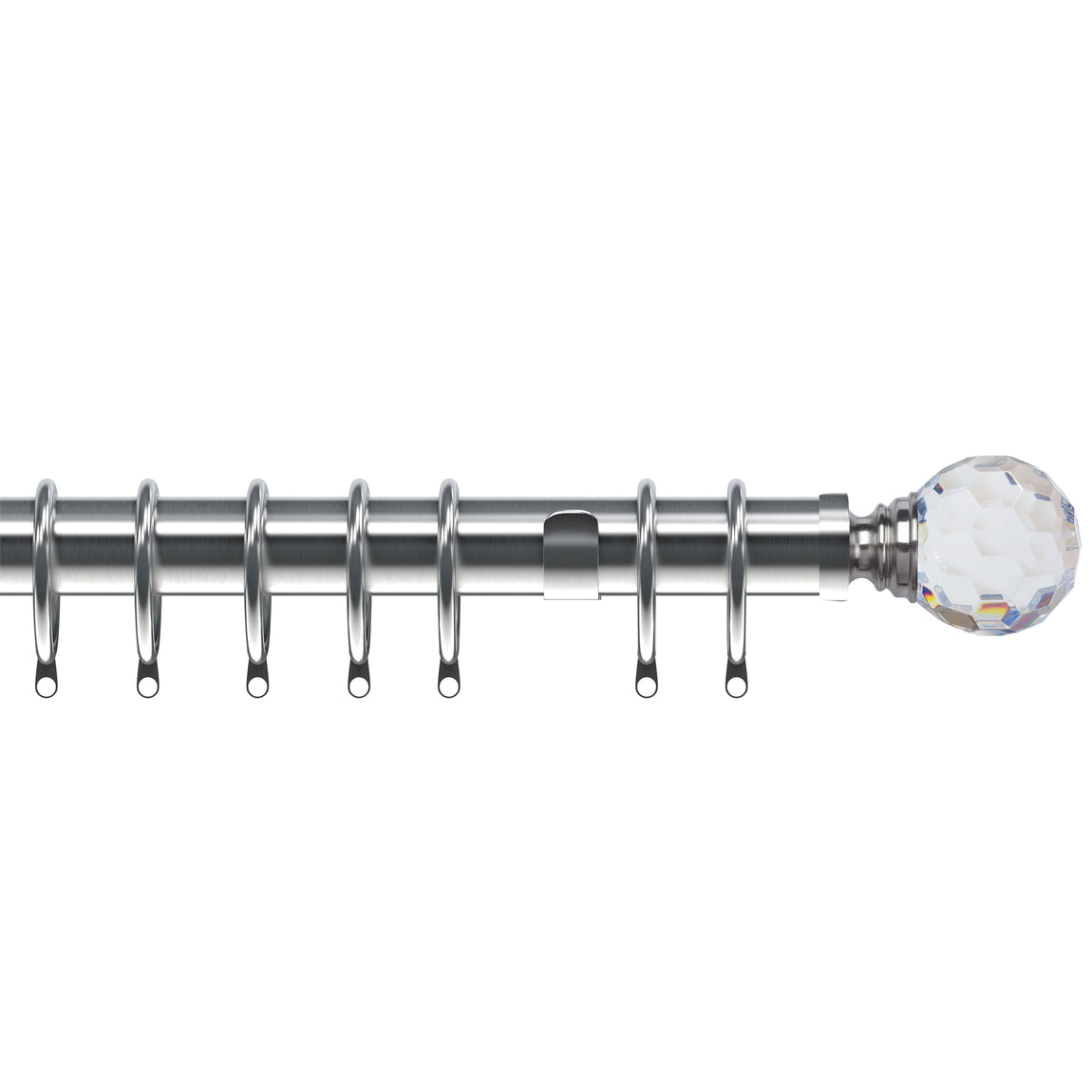 Acrylic Ball 35mm Metal Curtain Pole Satin Silver
