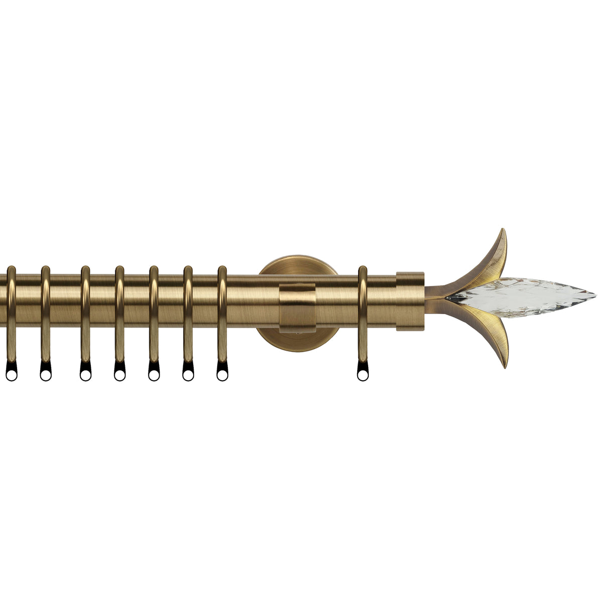 Fleur de Lys 35mm IDC Metal Curtain Pole Antique Brass