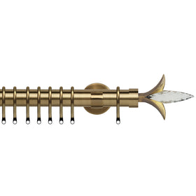 Fleur de Lys 35mm IDC Metal Curtain Pole Antique Brass