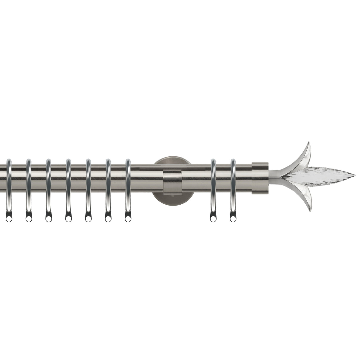 Fleur de Lys 35mm IDC Metal Curtain Pole Satin Silver