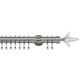Fleur de Lys 35mm IDC Metal Curtain Pole Satin Silver