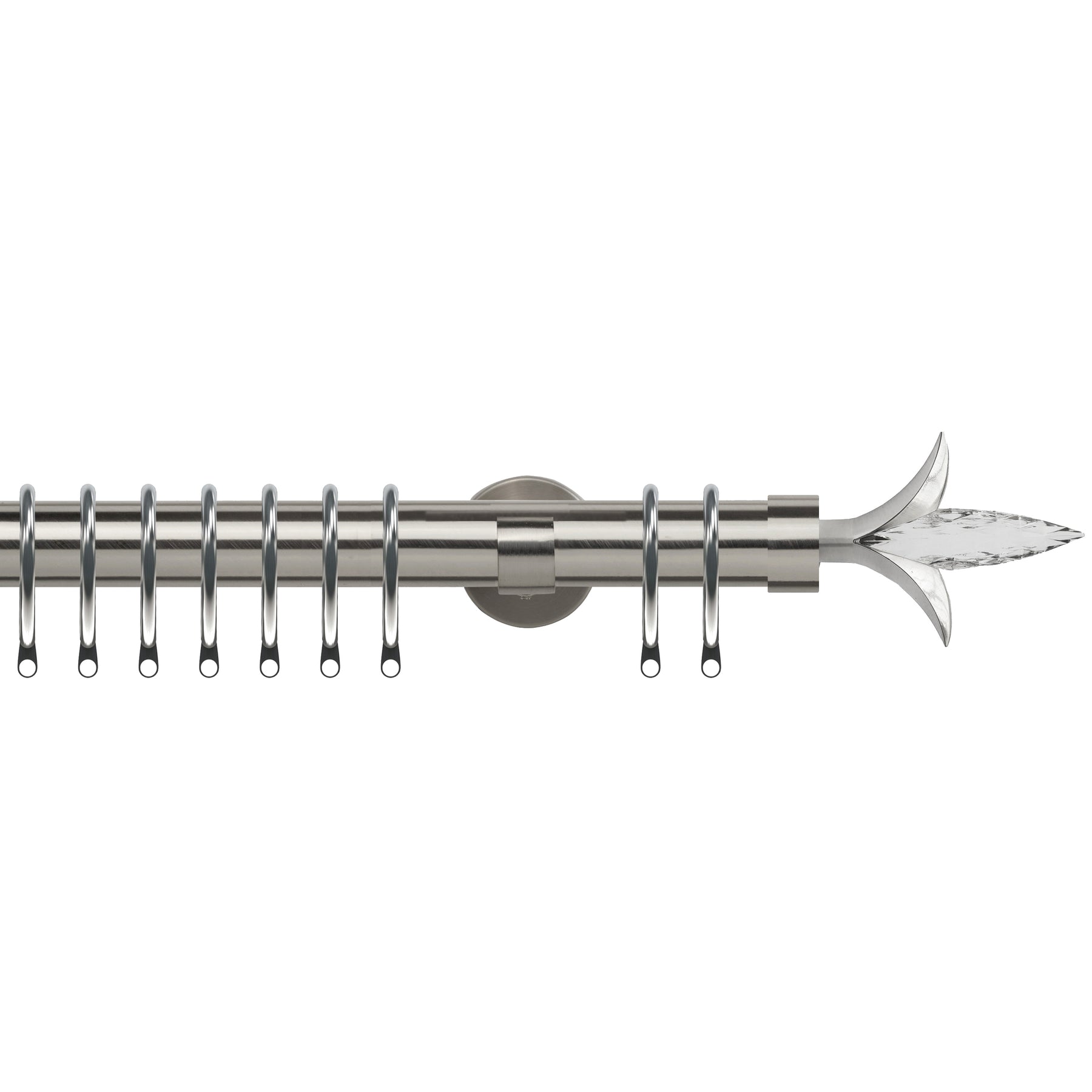 Fleur de Lys 35mm IDC Metal Curtain Pole Satin Silver