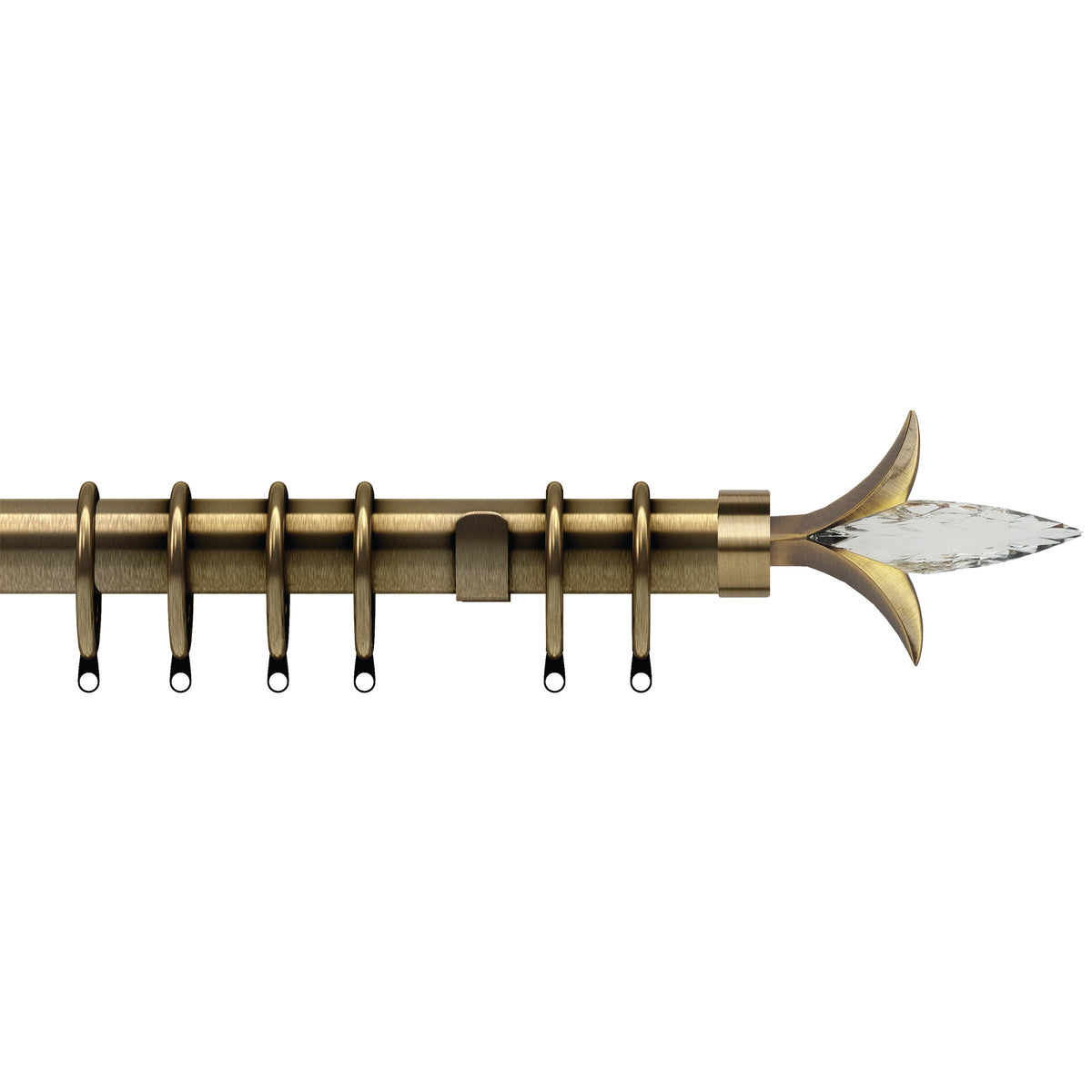 Fleur de Lys 35mm Metal Curtain Pole Antique Brass