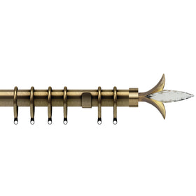 Fleur de Lys 35mm Metal Curtain Pole Antique Brass