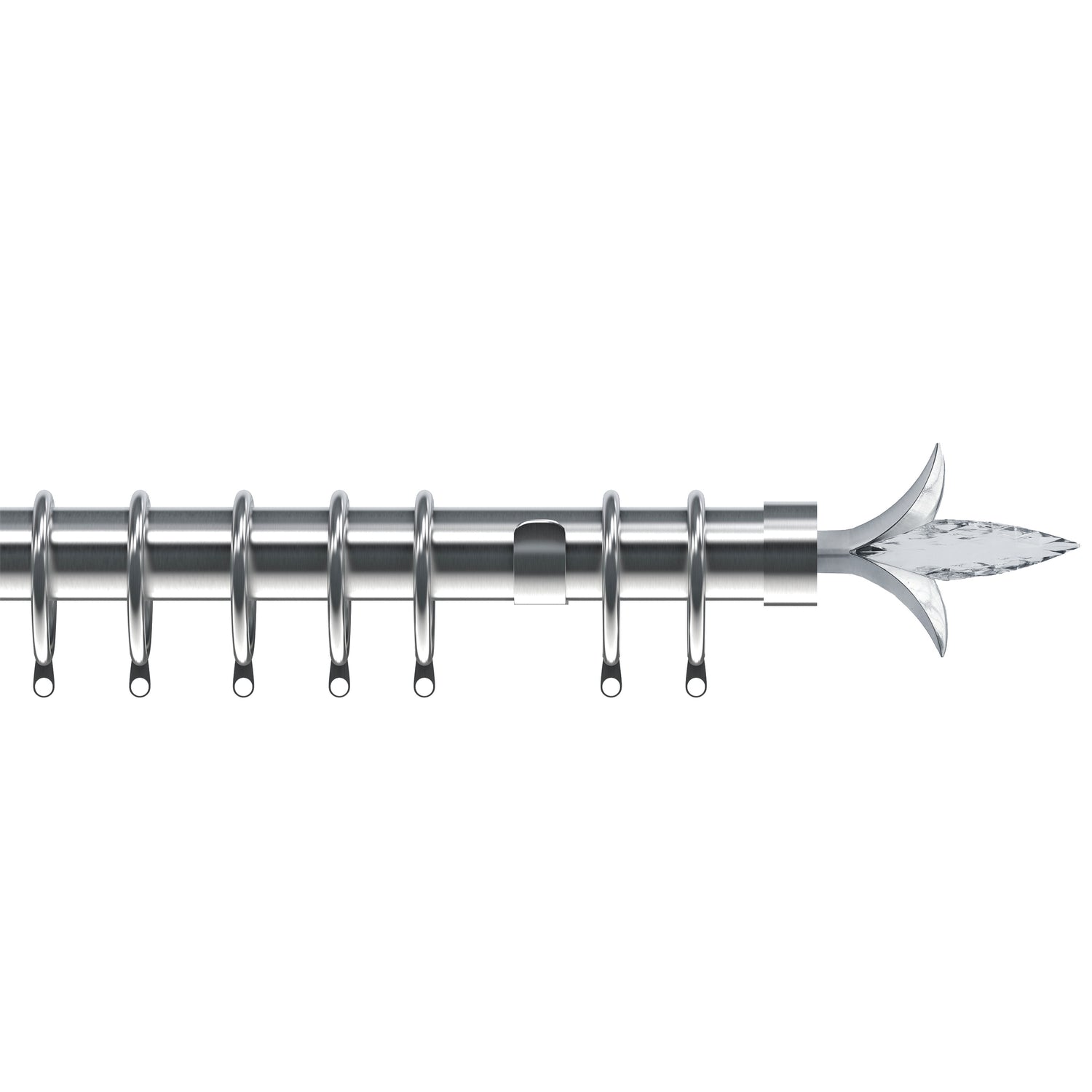 Fleur de Lys 35mm Metal Curtain Pole Satin Silver