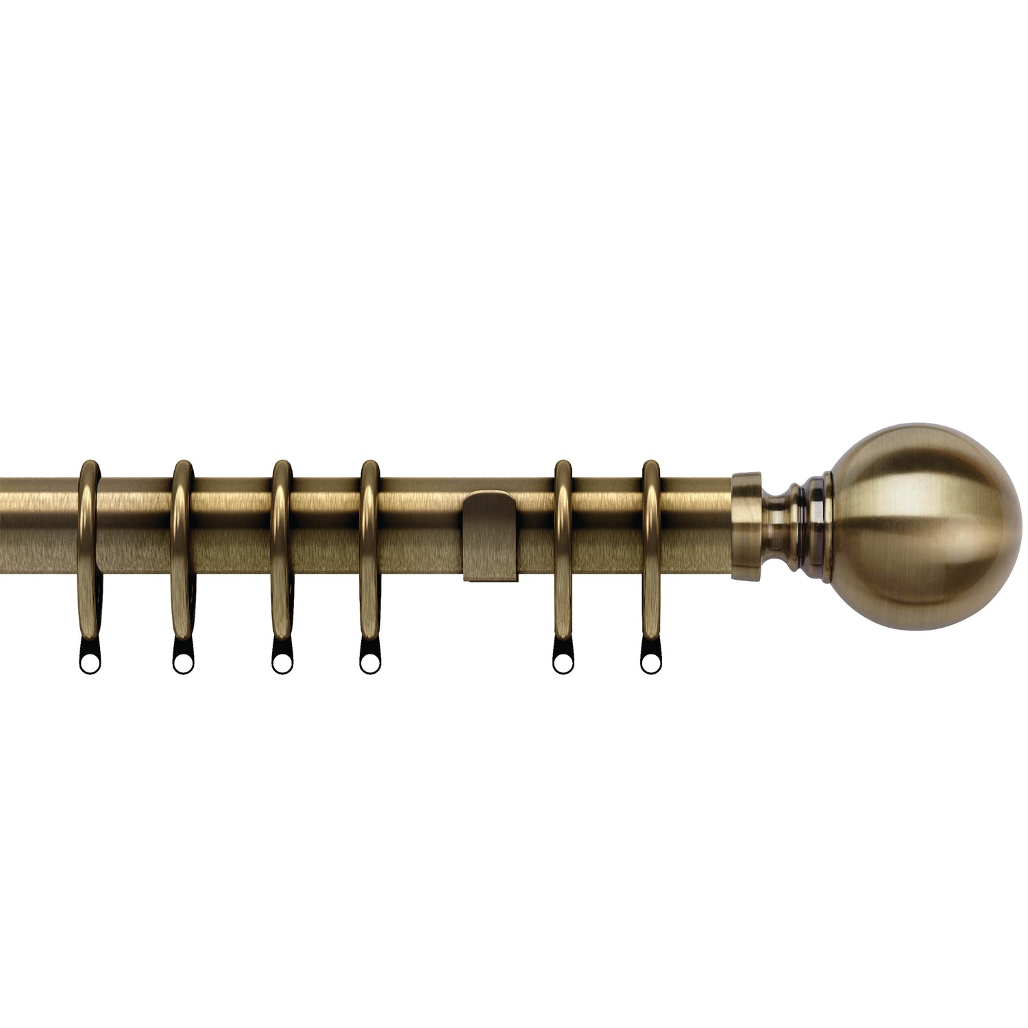 Globe 35mm Metal Curtain Pole Antique Brass