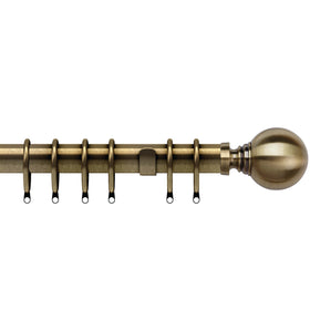 Globe 35mm Metal Curtain Pole Antique Brass
