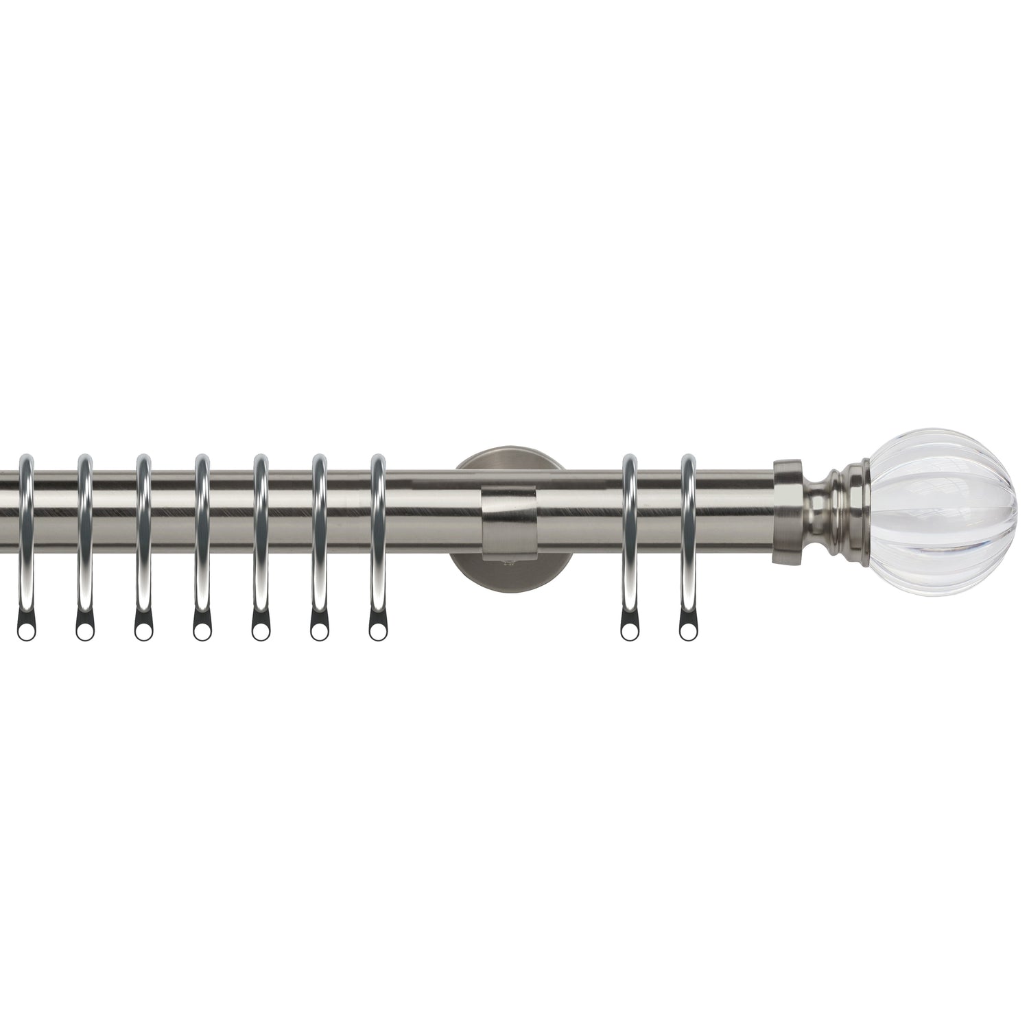 Segmented Ball 35mm IDC Metal Curtain Pole Satin Silver