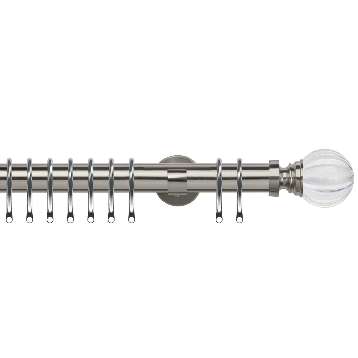 Segmented Ball 35mm IDC Metal Curtain Pole Satin Silver
