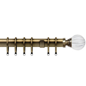 Segmented Ball 35mm Metal Curtain Pole Antique Brass