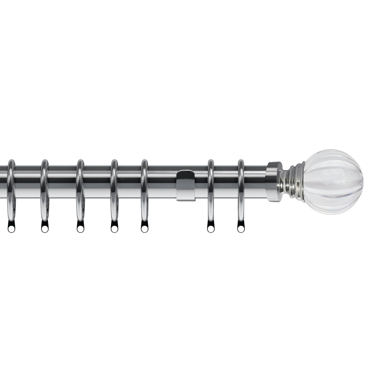 Segmented Ball 35mm Metal Curtain Pole Chrome