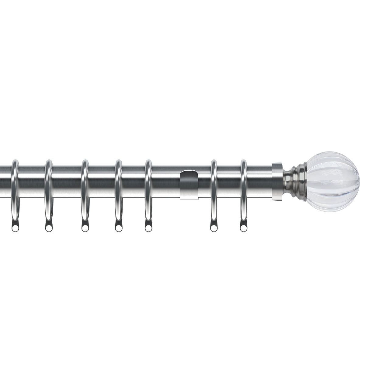 Segmented Ball 35mm Metal Curtain Pole Satin Silver