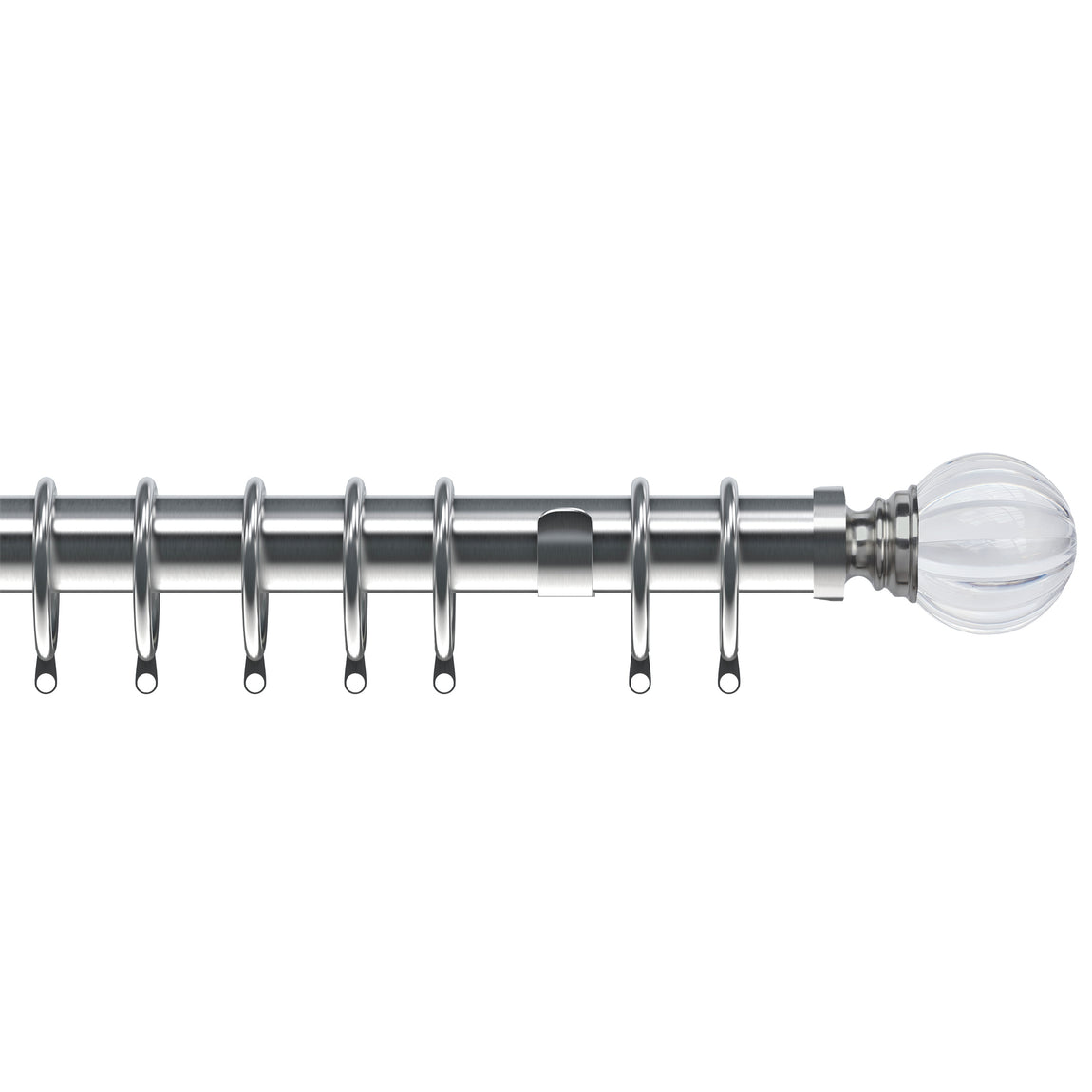 Segmented Ball 35mm Metal Curtain Pole Satin Silver