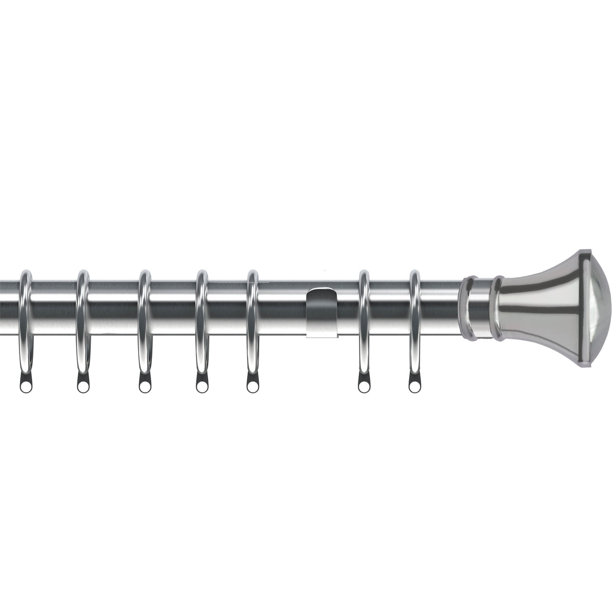 Trumpet 35mm Metal Curtain Pole Satin Silver