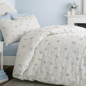 Bianca Vintage Rosebud Lace Duvet Cover Bedding Set Blue