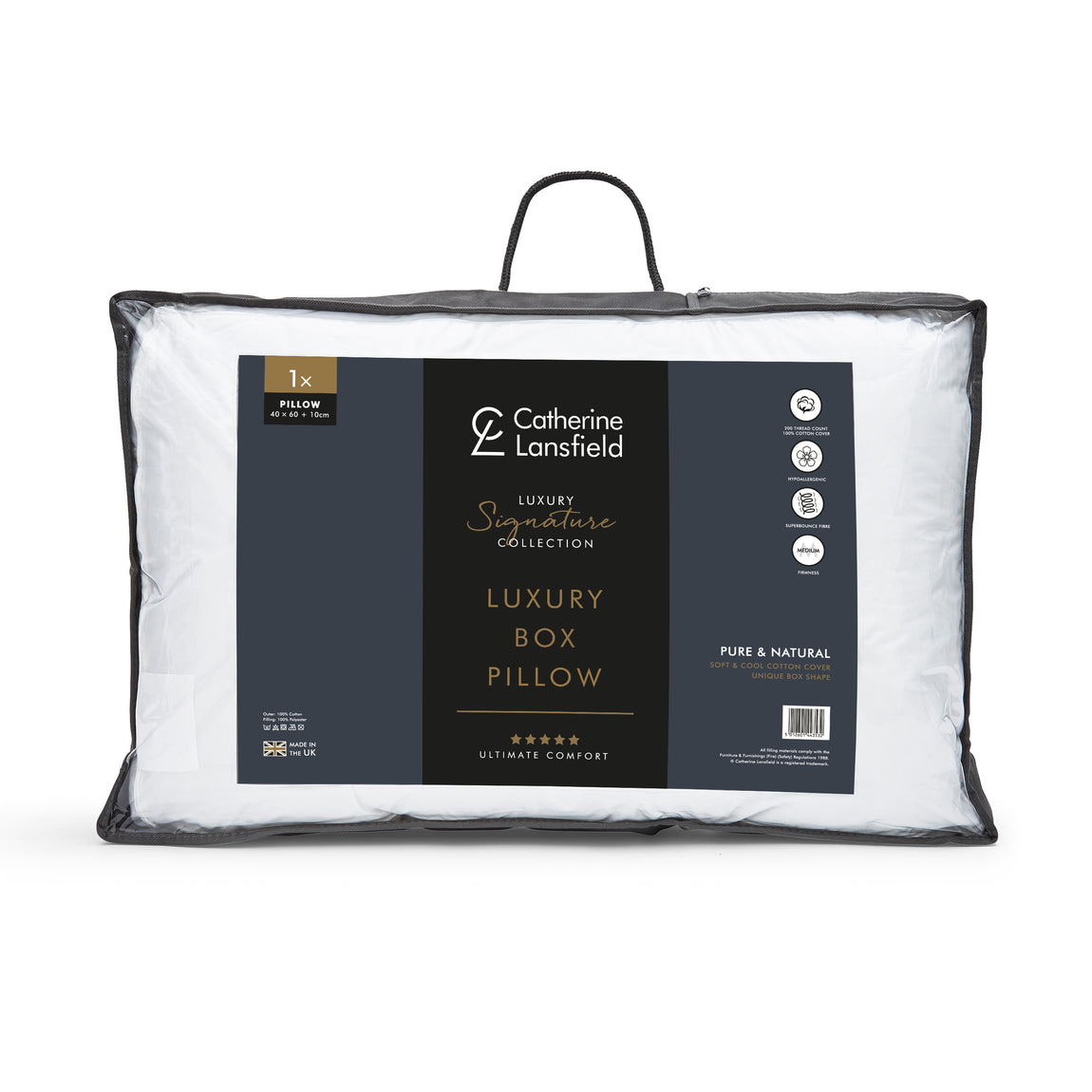 Catherine Lansfield Luxury Box Cotton 40cm x 60cm x 10cm Pillow White