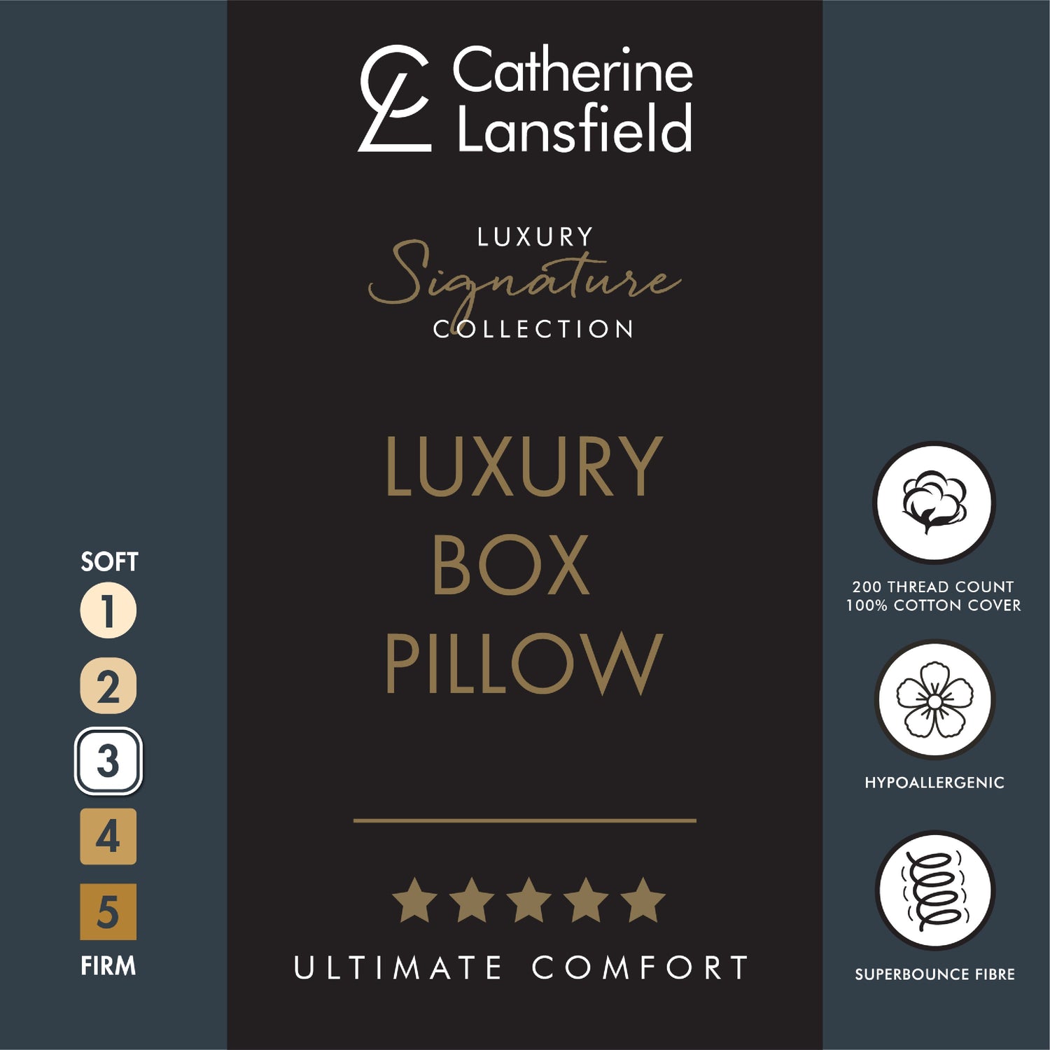 Catherine Lansfield Luxury Box Cotton 40cm x 60cm x 10cm Pillow White