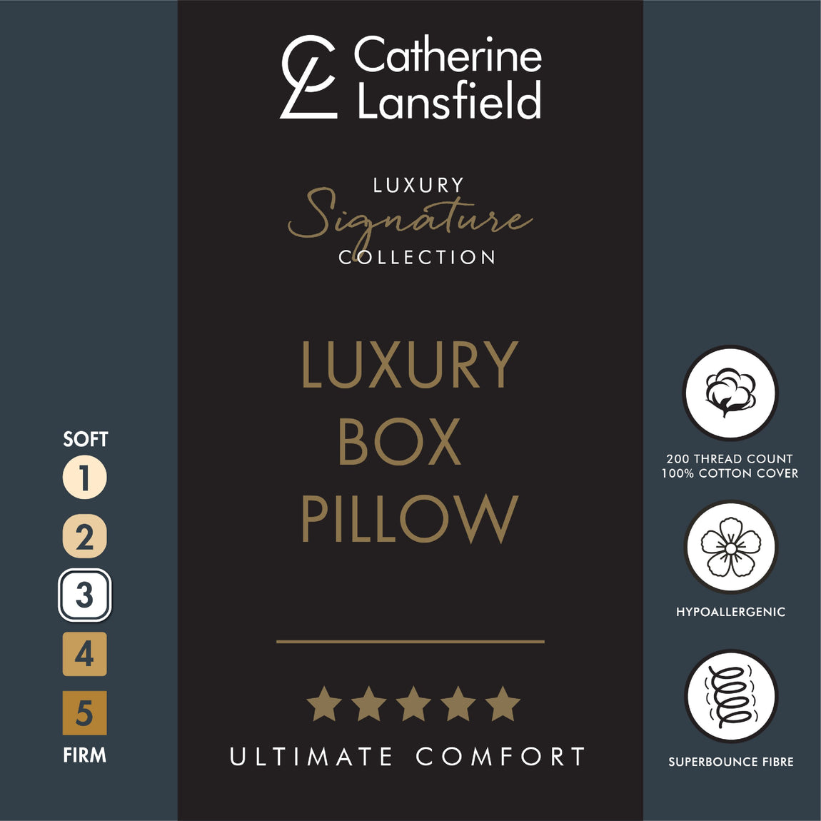 Catherine Lansfield Luxury Box Cotton 40cm x 60cm x 10cm Pillow White