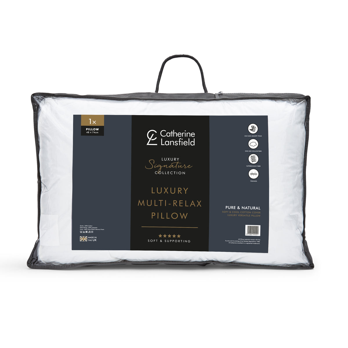 Catherine Lansfield Home Luxury Multi Relax Cotton 48cm x 74cm Pillow White