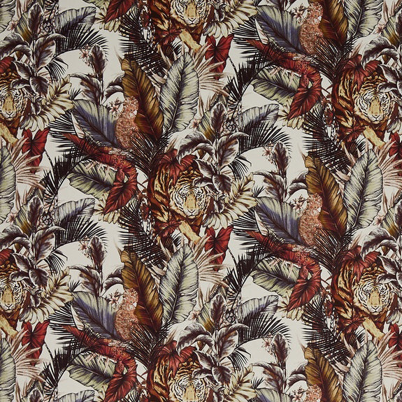 Prestigious Textiles Bengal Tiger Digitally Printed Velvet Fabric Safari
