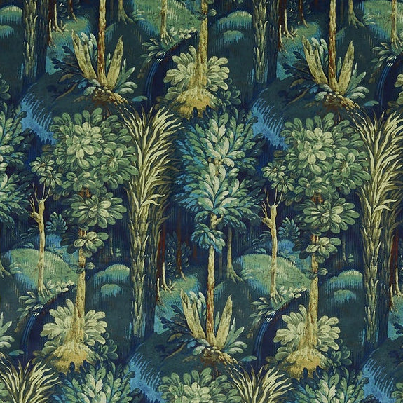 Prestigious Textiles Forbidden Forest Digitally Printed Velvet Fabric Sapphire