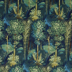 Prestigious Textiles Forbidden Forest Digitally Printed Velvet Fabric Sapphire