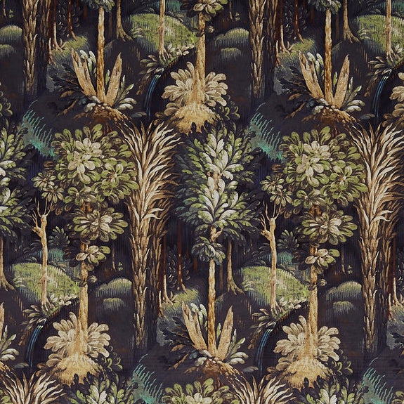 Prestigious Textiles Forbidden Forest Digitally Printed Velvet Fabric Ebony