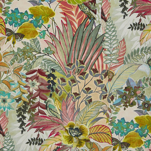 Prestigious Textiles Hidden Paradise Digitally Printed Velvet Fabric Pastel