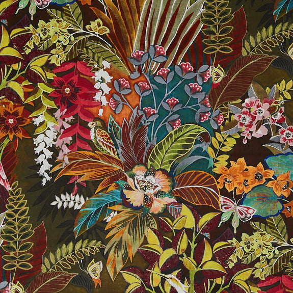 Prestigious Textiles Hidden Paradise Digitally Printed Velvet Fabric Calypso
