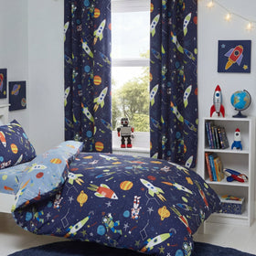 Supersonic Ready Made Lined Curtains Blue