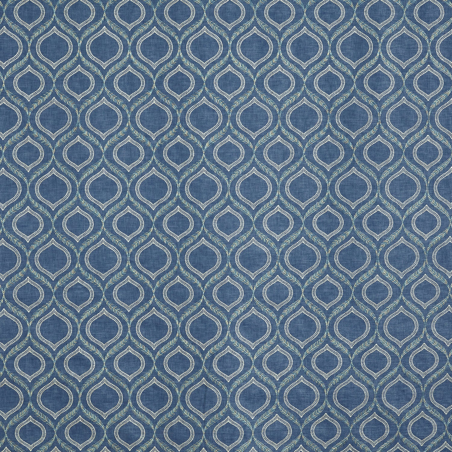 Prestigious Textiles Powell Embroidered Fabric Navy