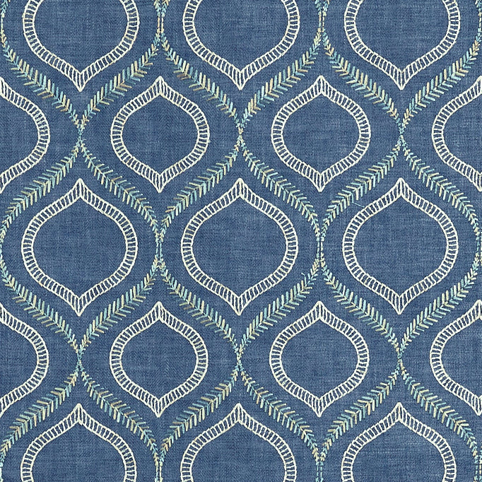 Prestigious Textiles Powell Embroidered Fabric Navy
