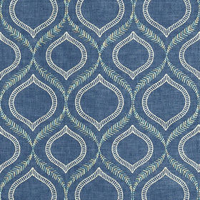 Prestigious Textiles Powell Embroidered Fabric Navy