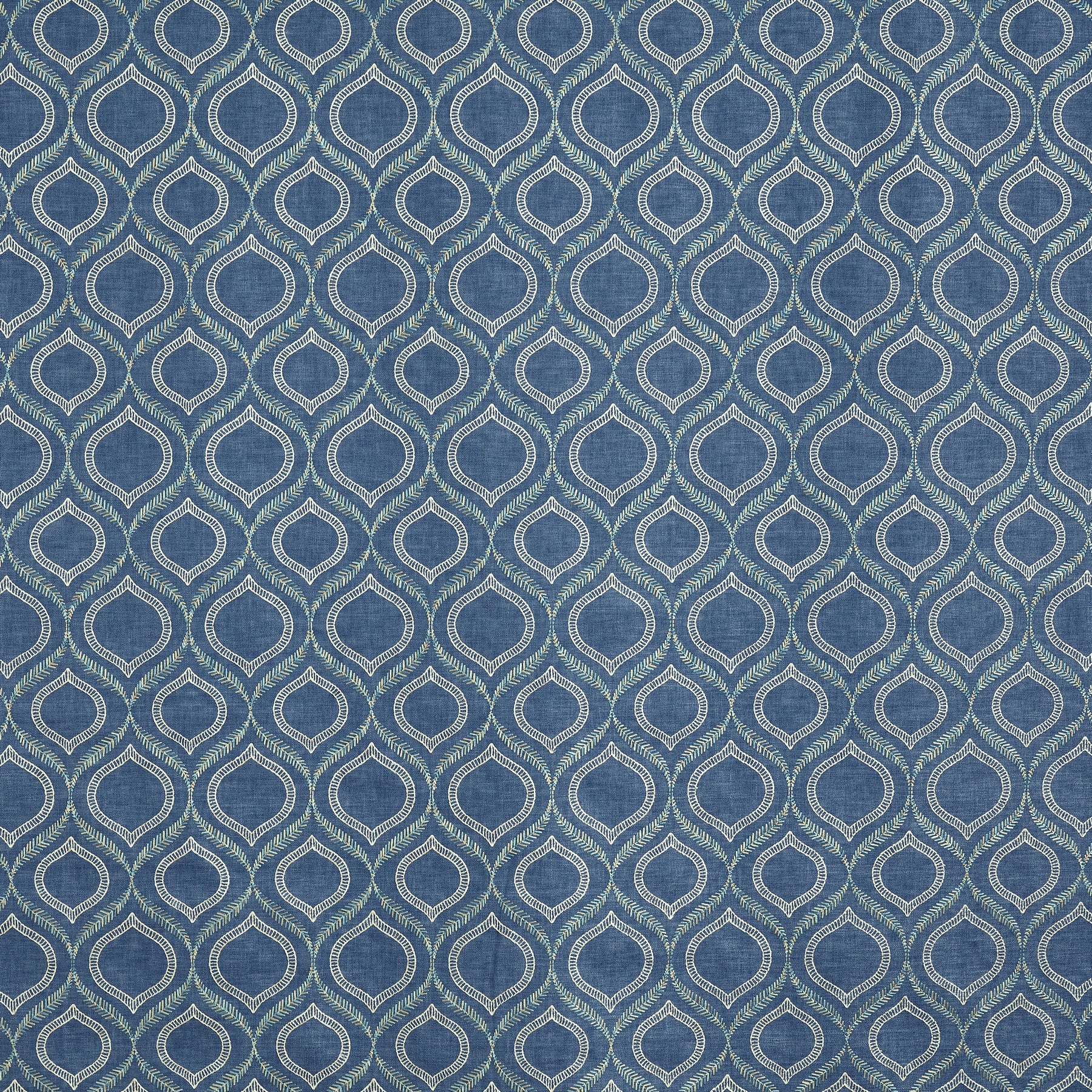 Prestigious Textiles Powell Embroidered Fabric Navy