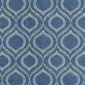 Prestigious Textiles Powell Embroidered Fabric Navy