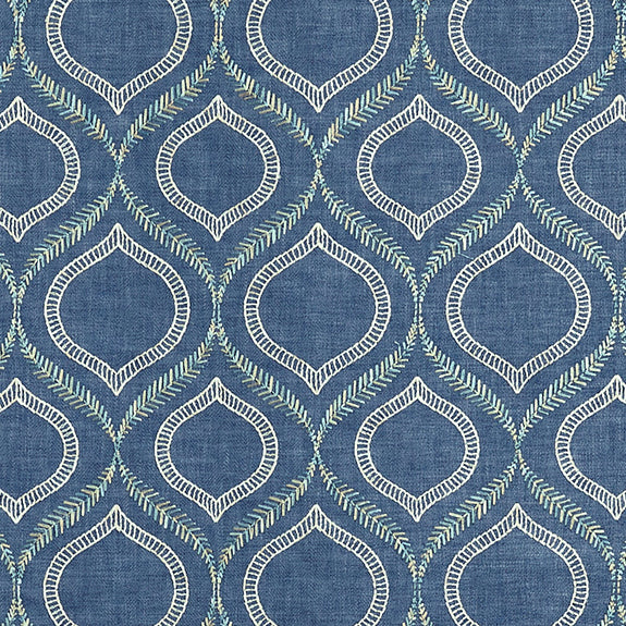 Prestigious Textiles Powell Embroidered Fabric Navy