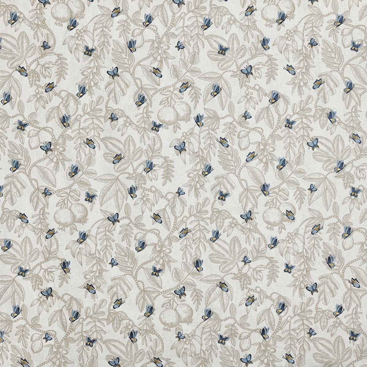 Prestigious Textiles Melati Embroidered Fabric Cobalt
