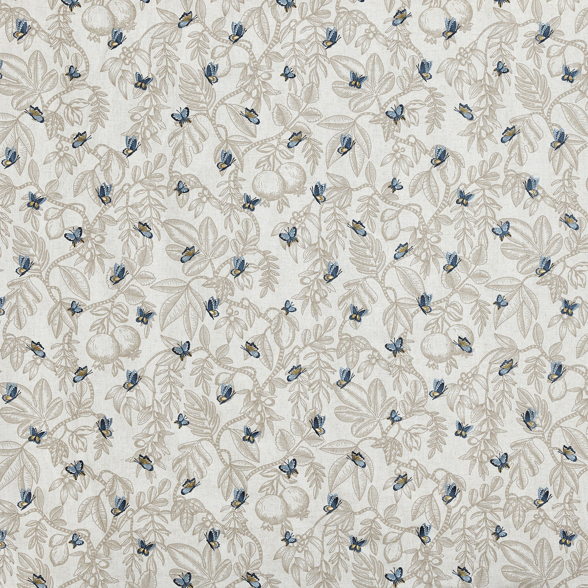 Prestigious Textiles Melati Embroidered Fabric Cobalt
