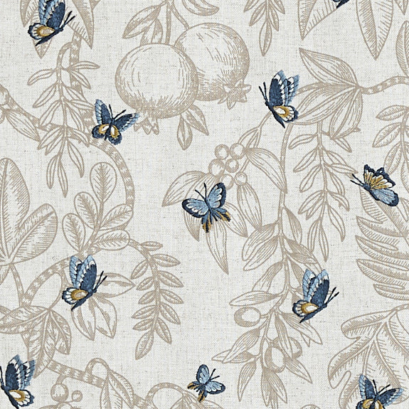Prestigious Textiles Melati Embroidered Fabric Cobalt