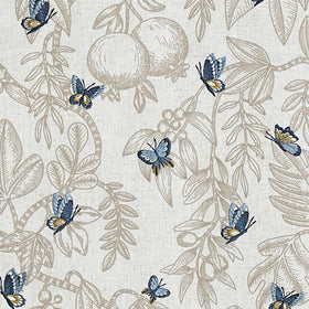 Prestigious Textiles Melati Embroidered Fabric Cobalt