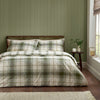 Catherine Lansfield Brushed Troon Check Duvet Cover Bedding Set Green
